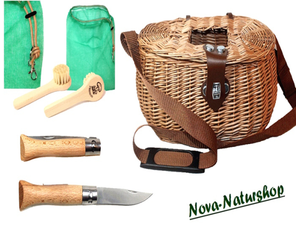 Pilz-Set Nova "Falke", 4 teilig , Pilzkorb , Pilznetz, Pilzmesser, Pilzbürste